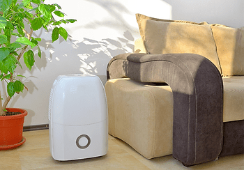 Household dehumidifier in a living room